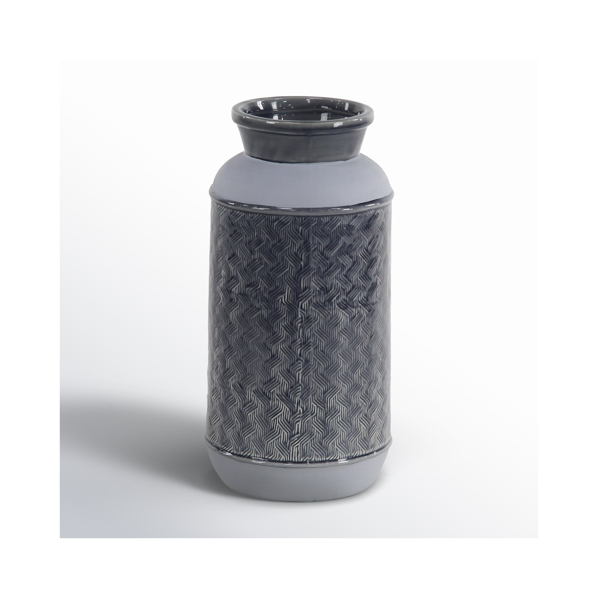Desdra Stoneware Table Vase, Gray, 12" H x 7" W x 6" D