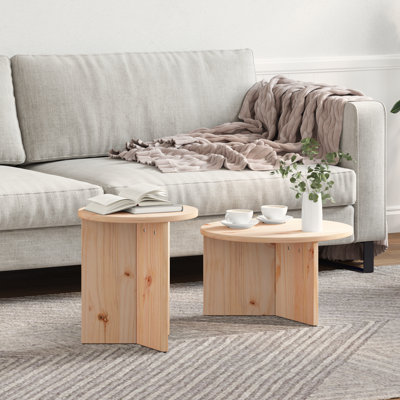 Coffee Table Solid Pine wood Modern Living Room Tables Wood Round