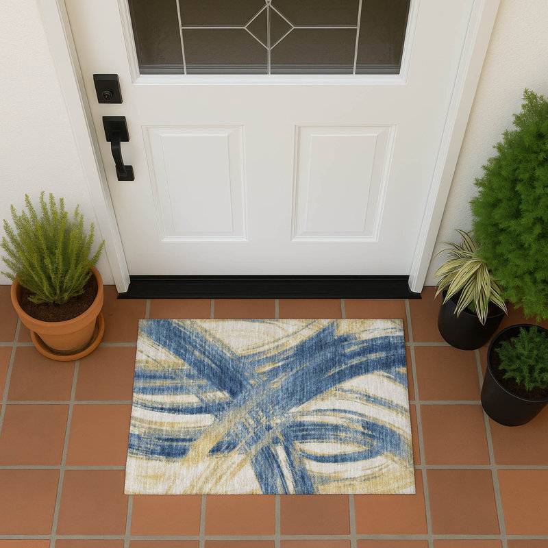 Machine Washable Indoor/Outdoor Lockway ACN2421 Abstract Rug, Rectangle 1'8" x 2'6"