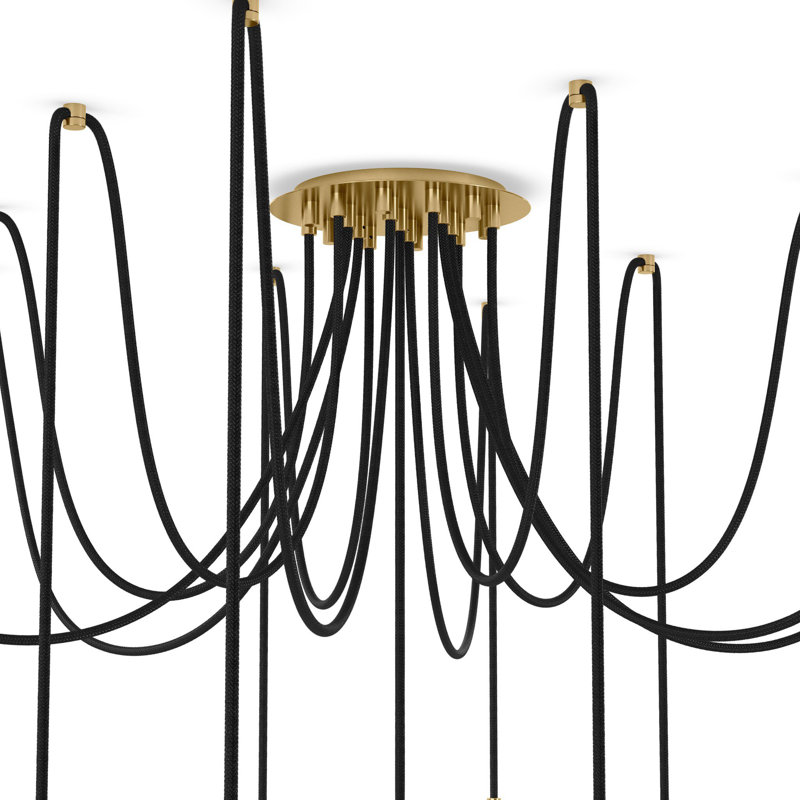 Spider 13 - Light Chandelier, Burnished Brass, Opal Matte Glass