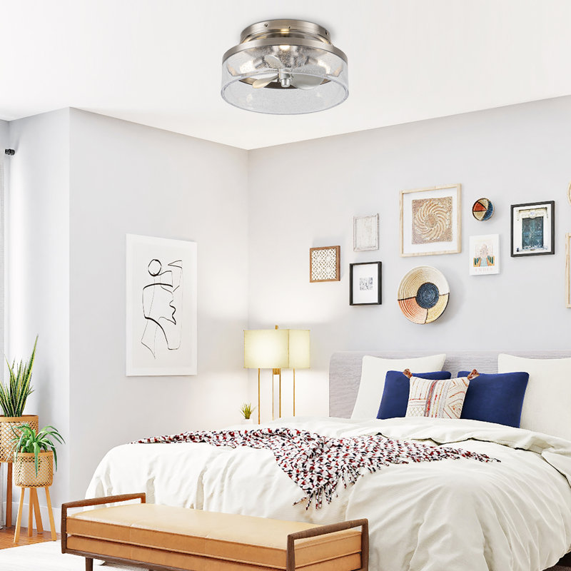 13" Flush Mount Ceiling Fan With Remote Control