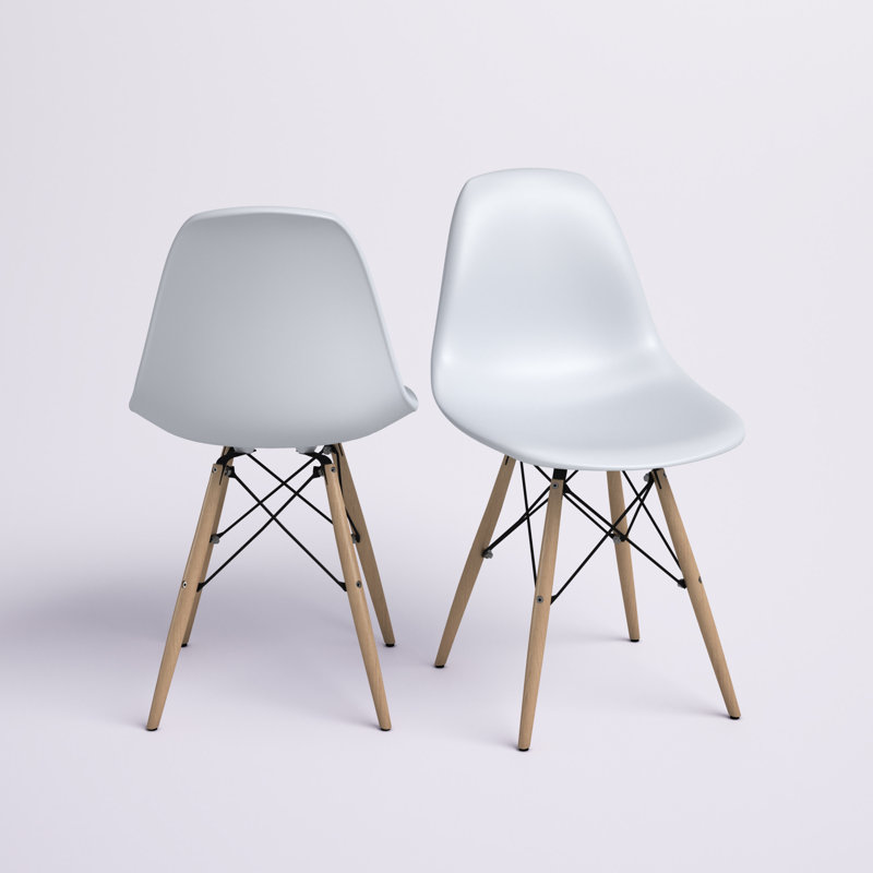 White Mid-centry Pyramid Base Dining Chairs