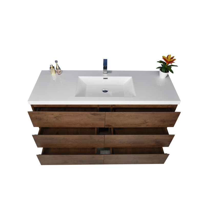 Ensemble de meuble-lavabo simple 59 po Hargrave, Bois de rose