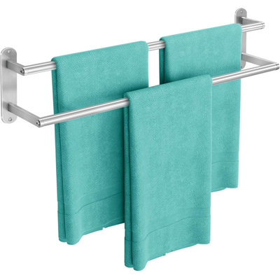 Double Towel Bar For Bathroom Wall Mounted - Stainless Steel Towel Rack With Step Design, Heavy Duty Screw Mounting, For Modern Home Decor