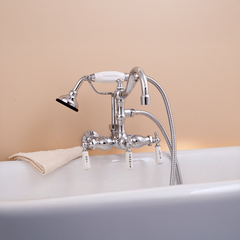 Wall Mount Tub Faucet Lever with Handheld by Strom Living, Chrome