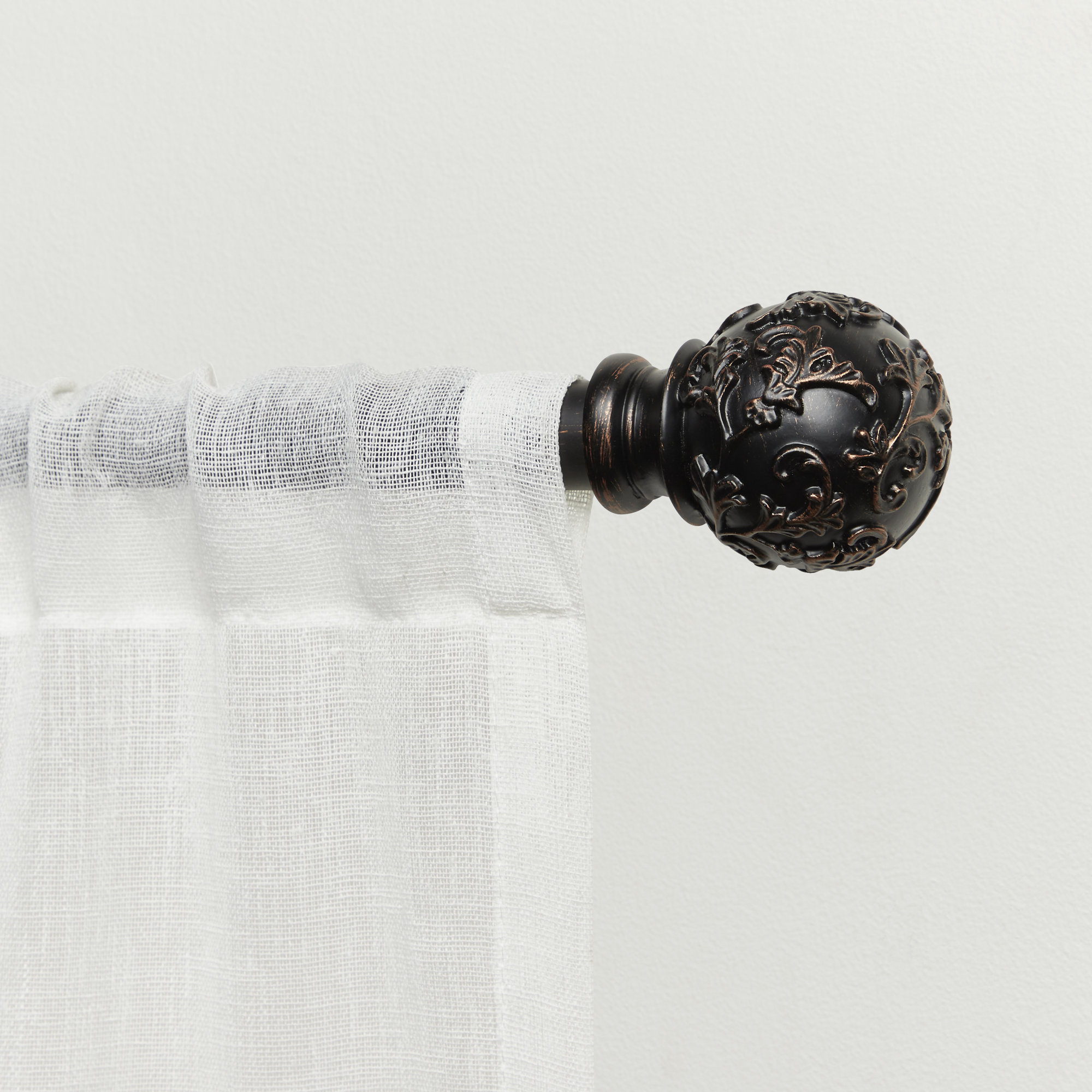 Jewett Exclusive Home Vine 1" Curtain Rod and Coordinating Finial Set, Adjustable, 66" - 120", Oil Rubbed Bronze