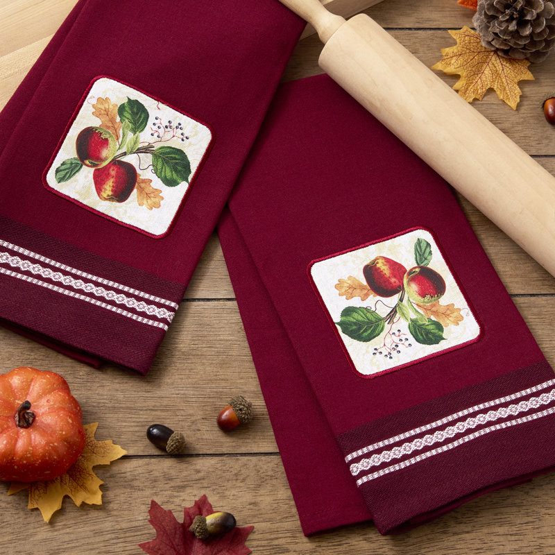  Ensemble de 2 torchons Botanical Fruit, 18 x 28, pomme