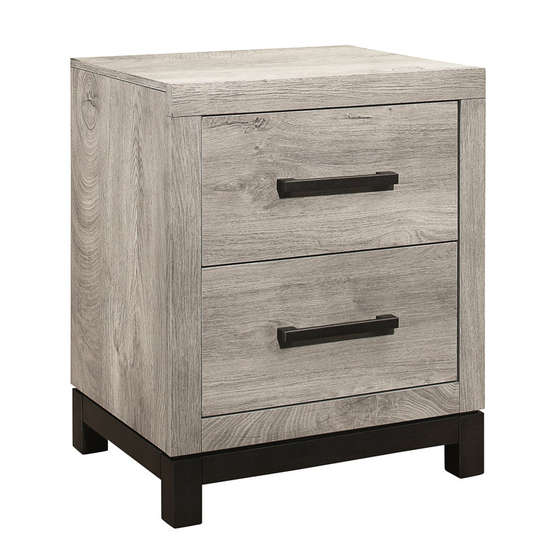 Table de chevet gris avec 2 tiroirs attrayants Anamda