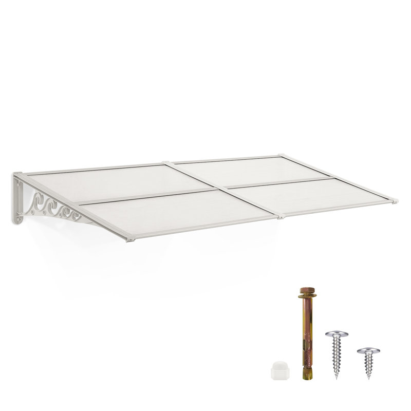 Outdoor Slope Window Awning, UV Resistance, White, 11" H x 79.1" W x 38.2" D
