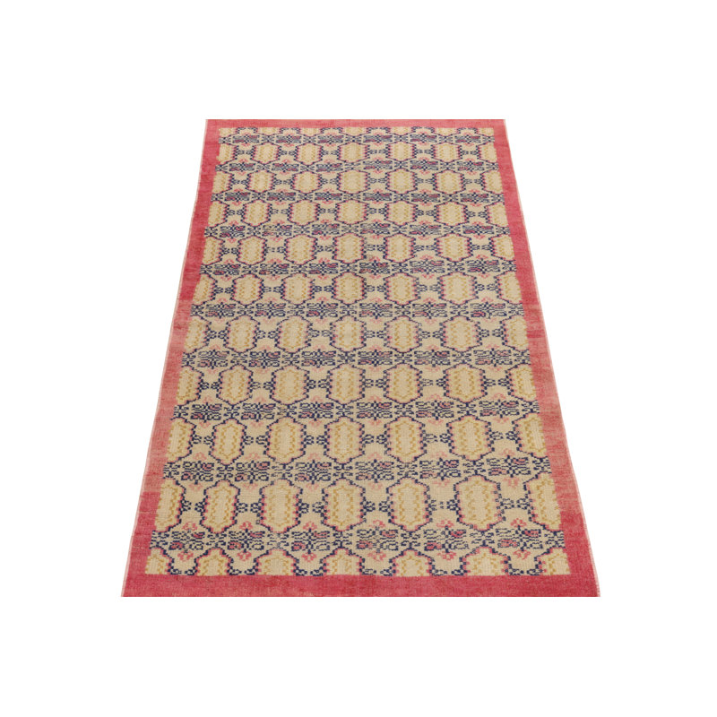 Pasha Wool Area Rug in Beige/Blue/Pink