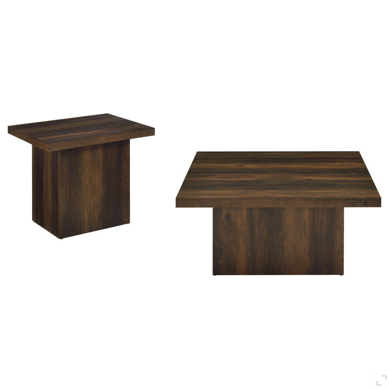 Ensemble de tables basses 2 pièces Minimalist, Marron foncé