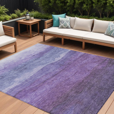 Fairwinds 10' X 14' Purple And Lavender Abstract Washable Indoor Outdoor Area Rug