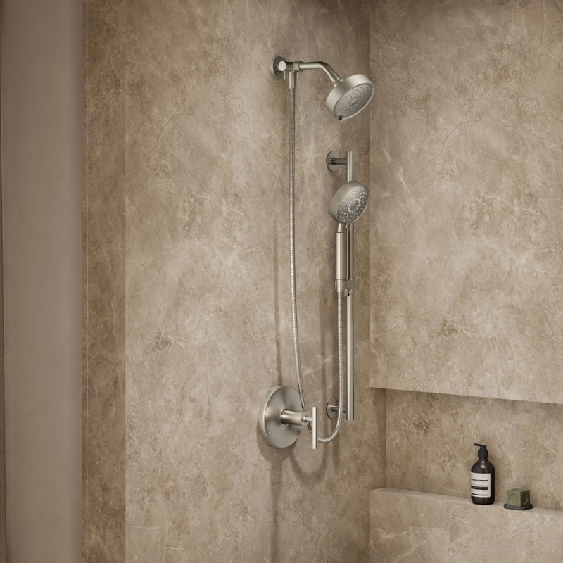 Kohler Purist Performance Showering Kit, 1.75 GPM Multifunction Showerhead and Handshower Package, Three Spray Settings