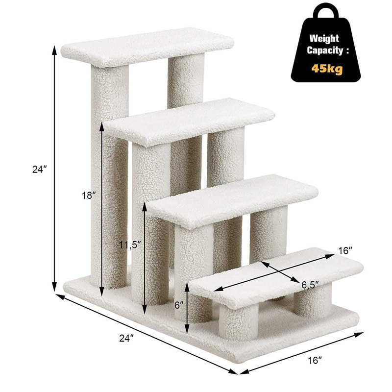 Escaliers pour animaux de compagnie pour chats et chiens, Blanc grisâtre