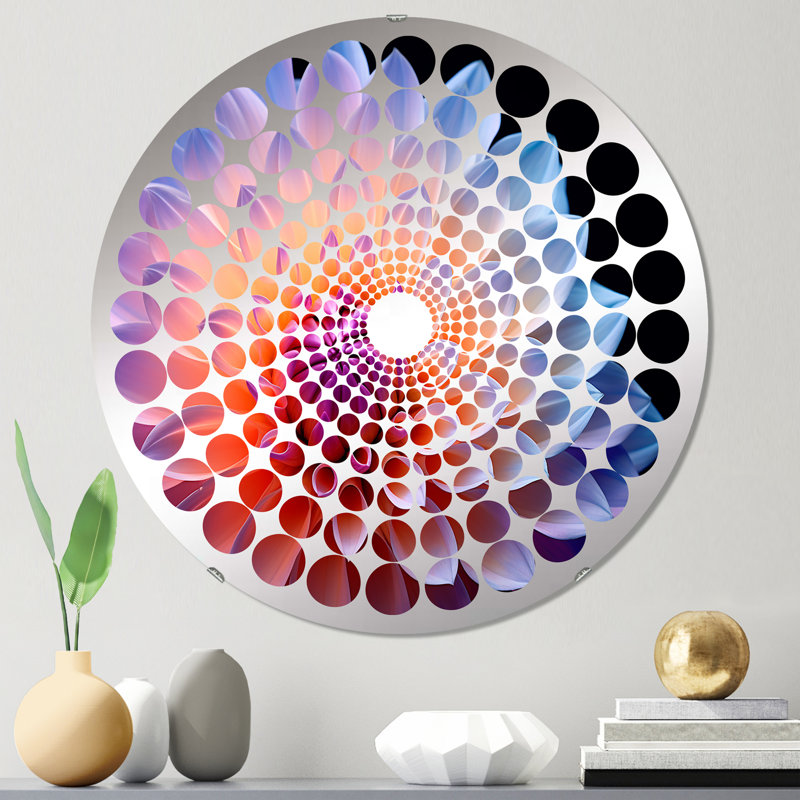 Miroir décoratif à points radiaux Dahlia rose - MIR110402-Rond, 23,6 po x 23,6 po