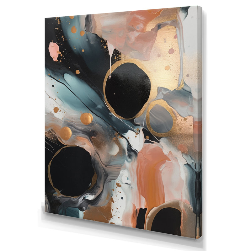 Reproduction d'art sur toile en marbre noir et or marbré, H 40 po x l 30 po x P 1,5 po, Toile tendue