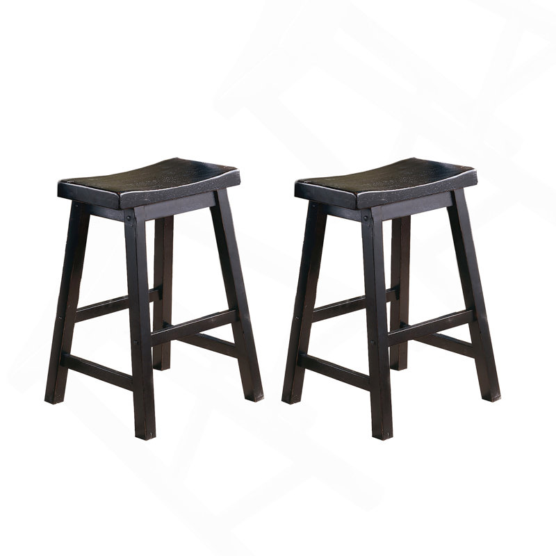 Ensemble de tabourets à hauteur de comptoir de 24 pouces à finition noire avec ensemble de meubles de salle à manger décontractés en bois massif de 2 pièces