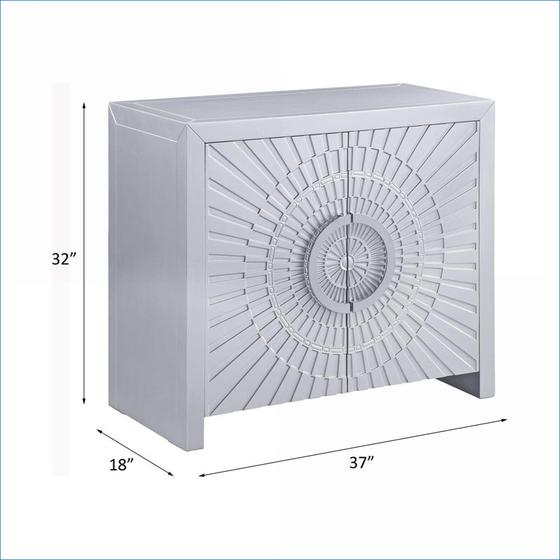 Armoires | Armoire de rangement rectangulaire 2 portes pré-assemblée, finition platine argent brossé, bois composite | Art déco | Hall d'entrée