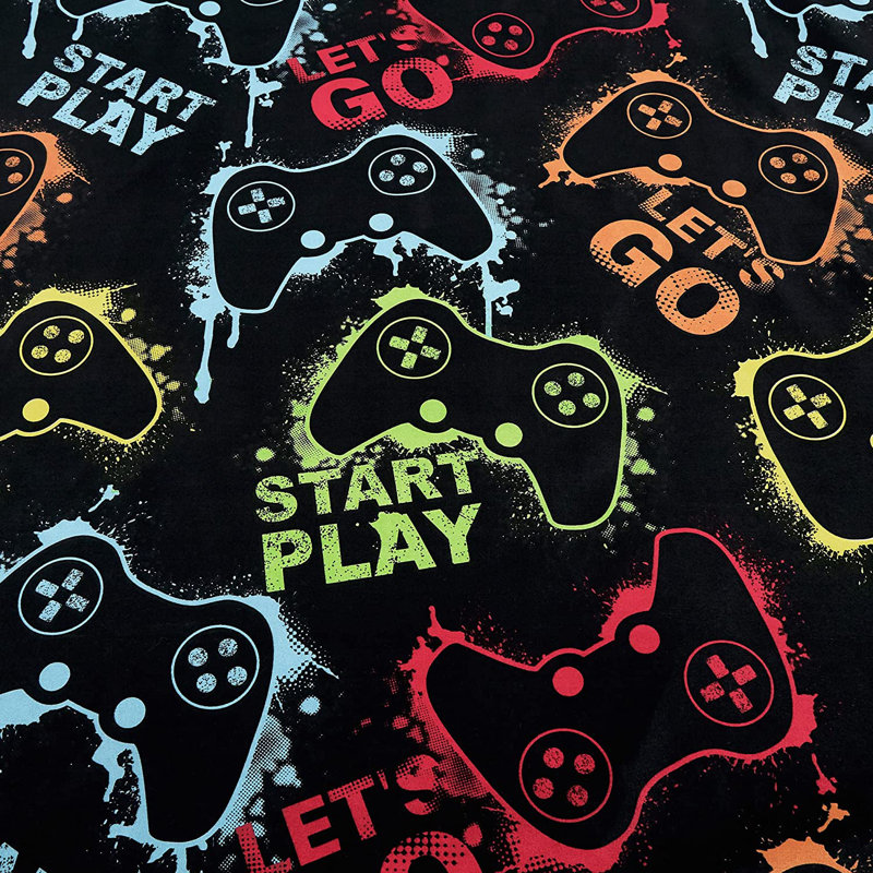 Kids/Teens Gamer Microfiber Window Curtain Set , 42" W x 84" L