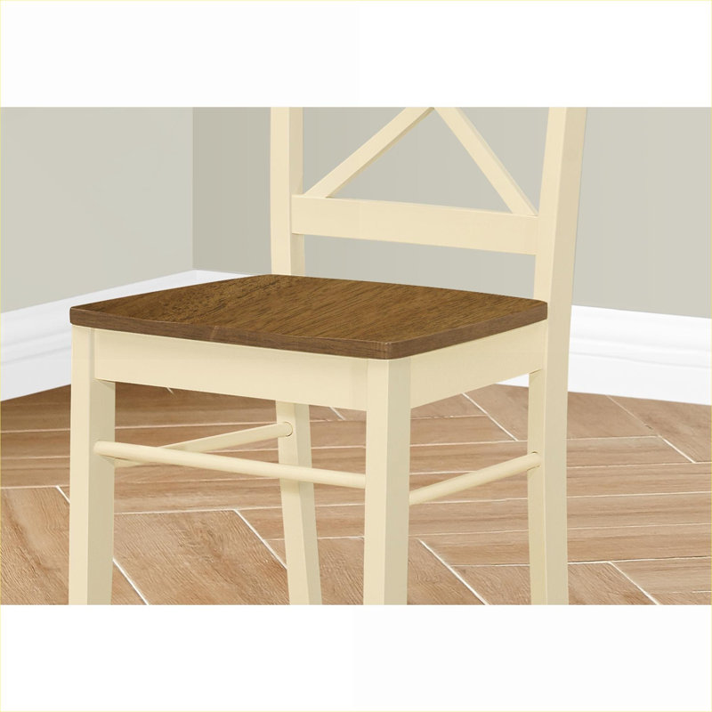 Ensemble de 2 chaises de salle à manger d'appoint en bois massif beige transitionnel pour la cuisine et la salle à manger