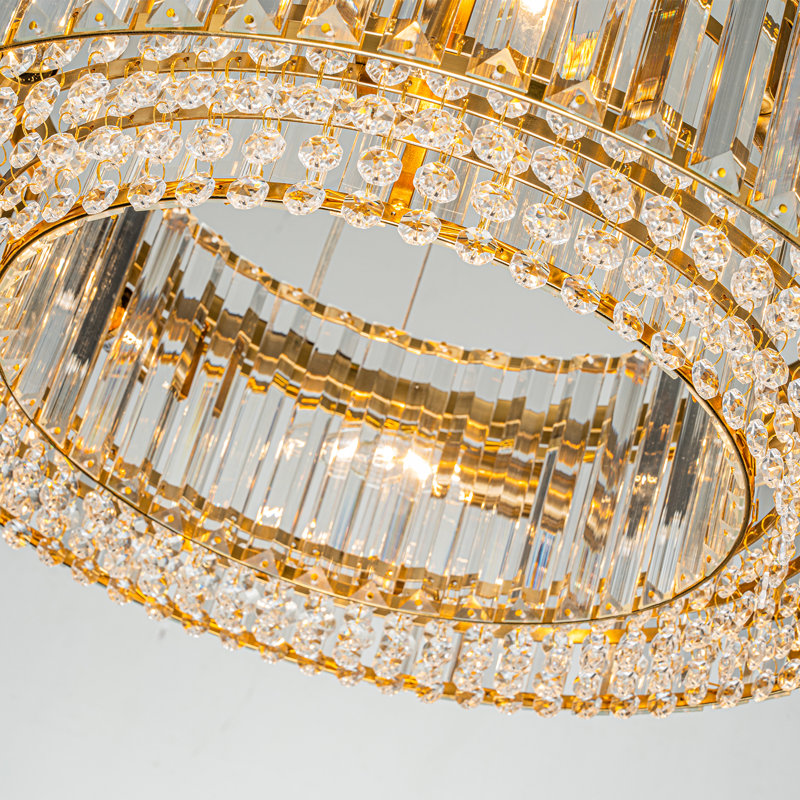 Craggie Drum Crystal Chandelier, Gold, 16cm H x 50cm W x 50cm D
