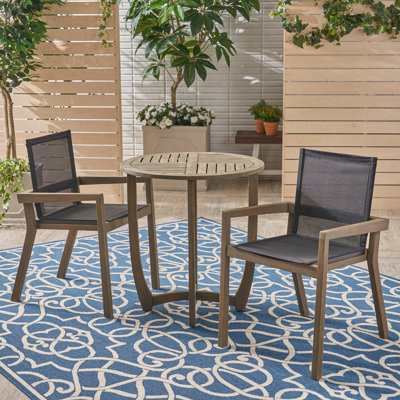 2 - Person Acacia Wood Patio Dining Set with Round Table