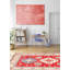Tapis unique en laine noué à la main 6 pi 6 po x 9 pi 1 po New Age de couleur rouge / bleu / beige Alodie