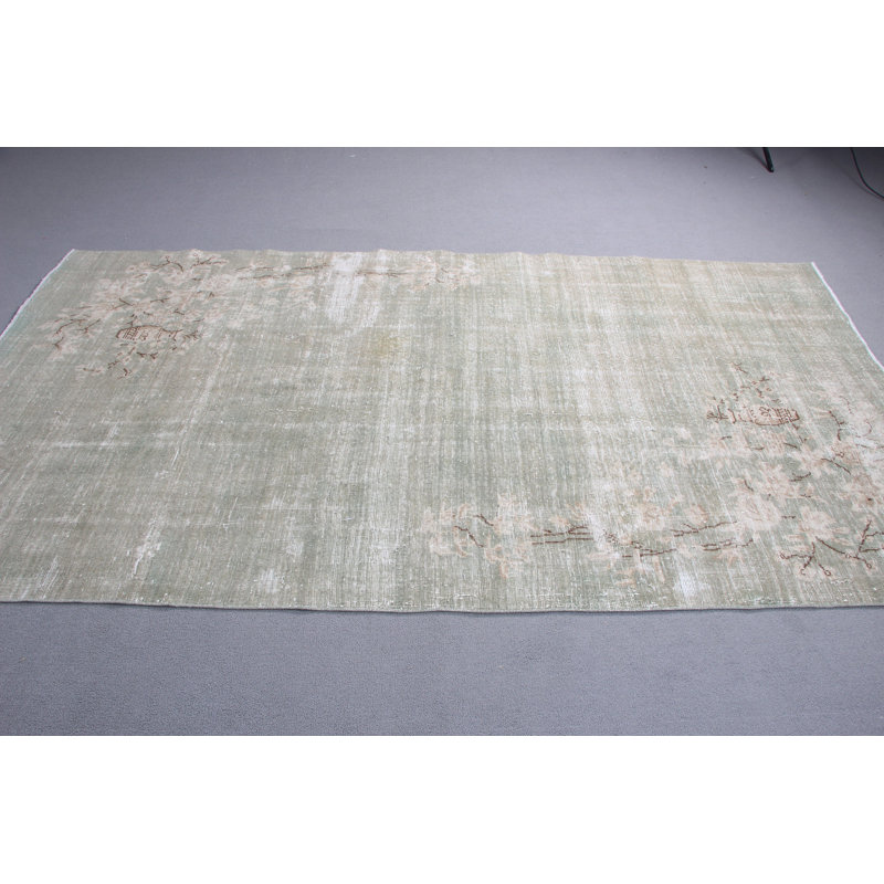 Grand tapis turc en laine de style rétro avec motif floral idéal pour la salle à manger ou la décoration intérieure en beige