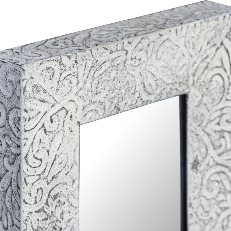 Petit miroir gris antique en fer gris, 10,25 po x 8,25 po