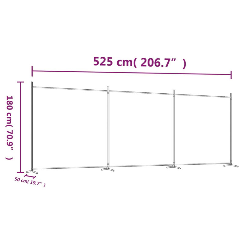 Kyen 457.2cm H Folding Room Divider, 3, 180cm H x 525cm W, White