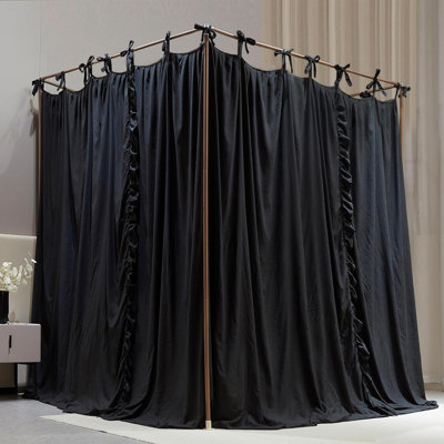 4 Corners Post Princess Curtain Bed Canopy Double Layer Cozy Mosquito Net Mesh And Cloth For Girls Adults Bedroom Decoration