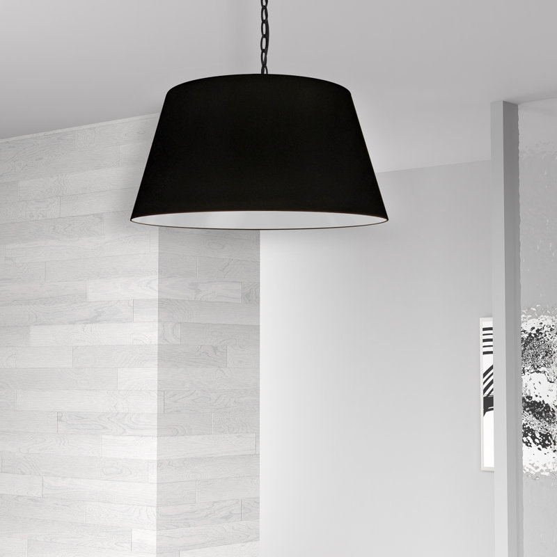 Onald 1 - Light Single Pendant, Black, 7" H x 32" W x 32" D, Black/Gray