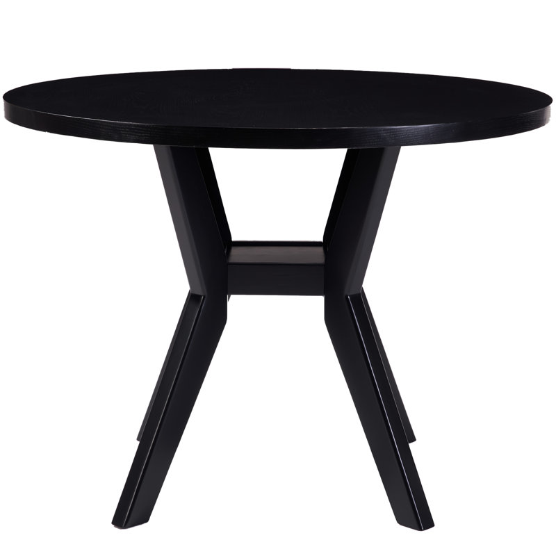 42“ Solid Wood Round Dining Table, Black