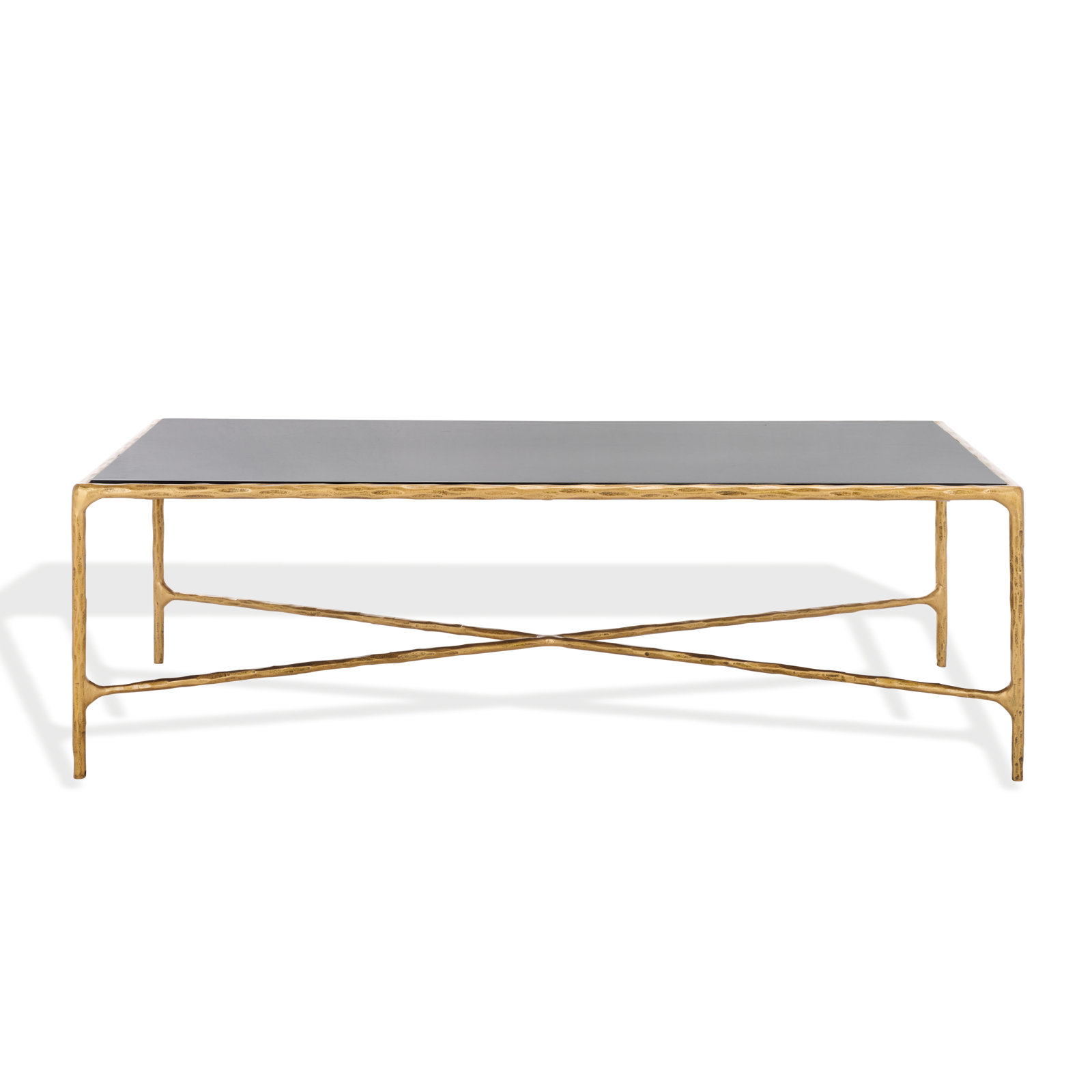 Evelynn 48" Coffee Table, Brass, Black