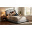 Lit plateforme sous-lit en lin gris avec rangement et rangement sous le lit-129467844