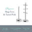 SWAN Elegance Towel Pole and 6 Cup Mug Tree Set with Textured Gloss Finish, Stainless Steel Accents and Non-Slip Bases-114165505