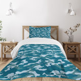 Ambesonne Blue Bedspread Set 2 Pcs Camouflage Oceanic Colors Twin Slate Blue Pale Blue