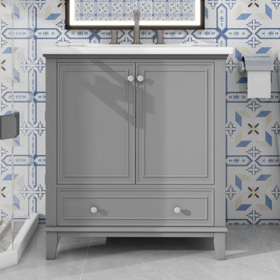 Meuble-lavabo 30 po avec lavabo encastré encastré et tiroir
