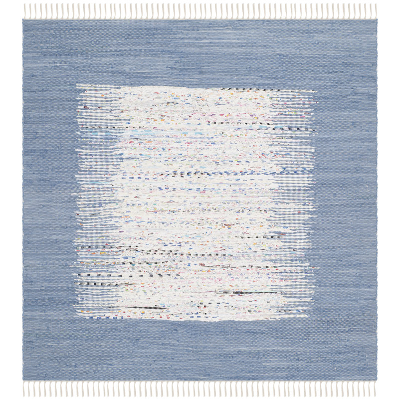 Aitken Hand Woven Cotton Abstract Rug, Square 6'