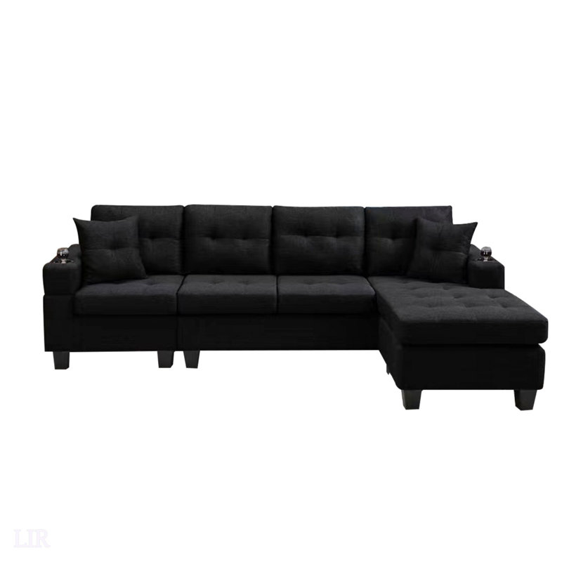 Canapé modulaire droit avec repose-pieds, canapé d'angle convertible avec rangement pour accoudoirs, idéal pour les salons modernes et les appartements en gris, modulaire