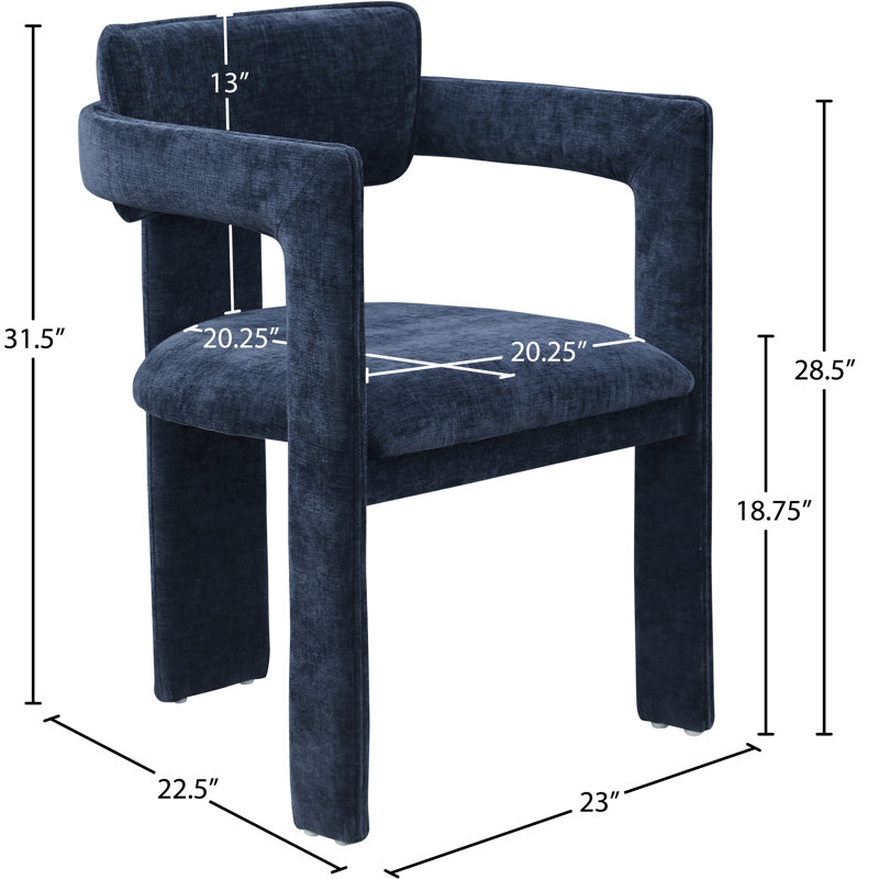 Chaise en chenille Exilda, Tissu chenille bleu marine