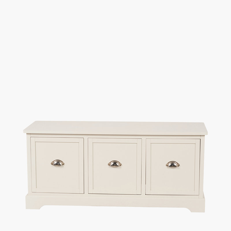 107cm W 3 - Drawer Chest of Drawers, Airy Linen/Silver