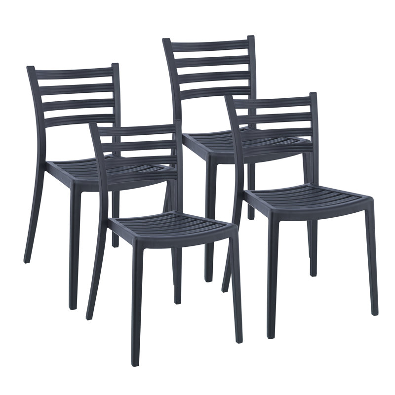 17.52'' H Stacking Side Chair, Black, 4