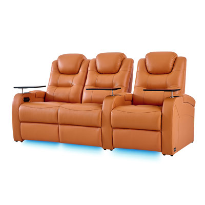 Double fauteuil inclinable de cinéma maison en cuir fleur avec ports USB et de type C