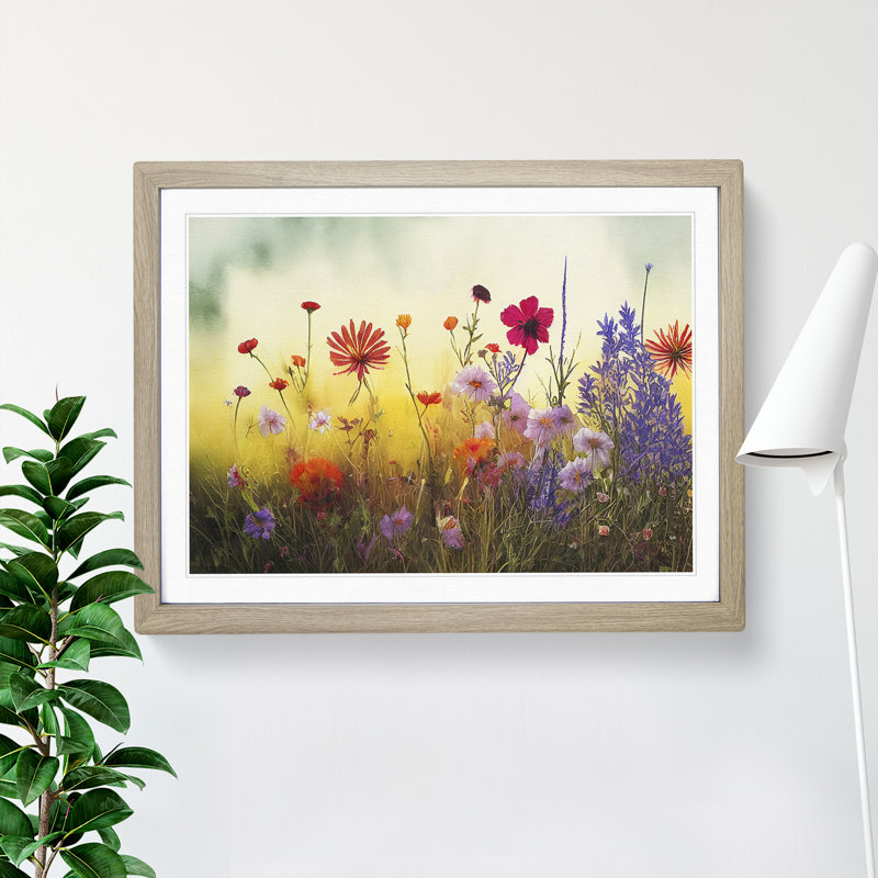 Impressive Wildflowers Floral - Framed Print, 34cm H x 46cm W x 2cm D, Oak