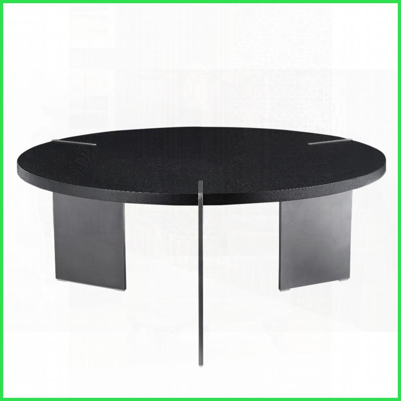 Table basse écologique en chêne noir patiné pour le salon, plateau facile à nettoyer et amp; Structure en métal robuste