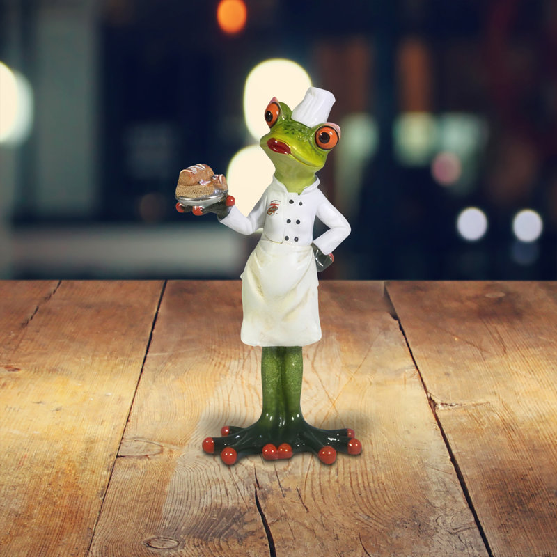 7"H Frog Chef Serving Figurine