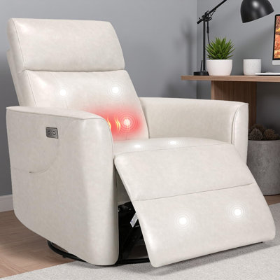 Fauteuil inclinable électrique pivotant avec massage et chaleur, fauteuil de chambre de bébé inclinable avec USB, similicuir