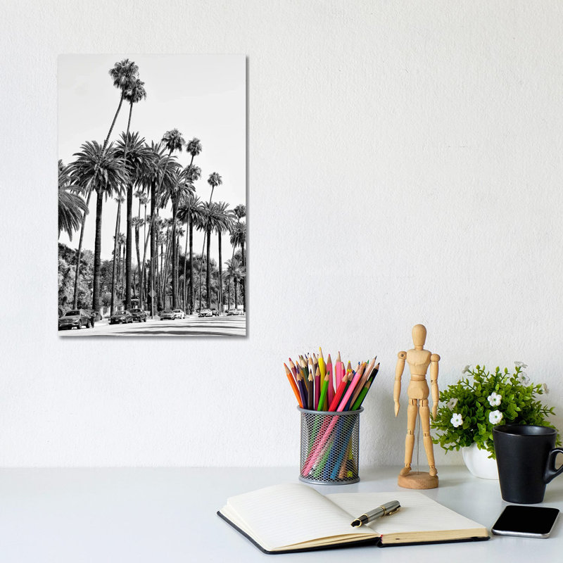 Black California Series - L.A's Palm Trees - Wrapped Canvas Print, 20.32 cm H x 30.48 cm W