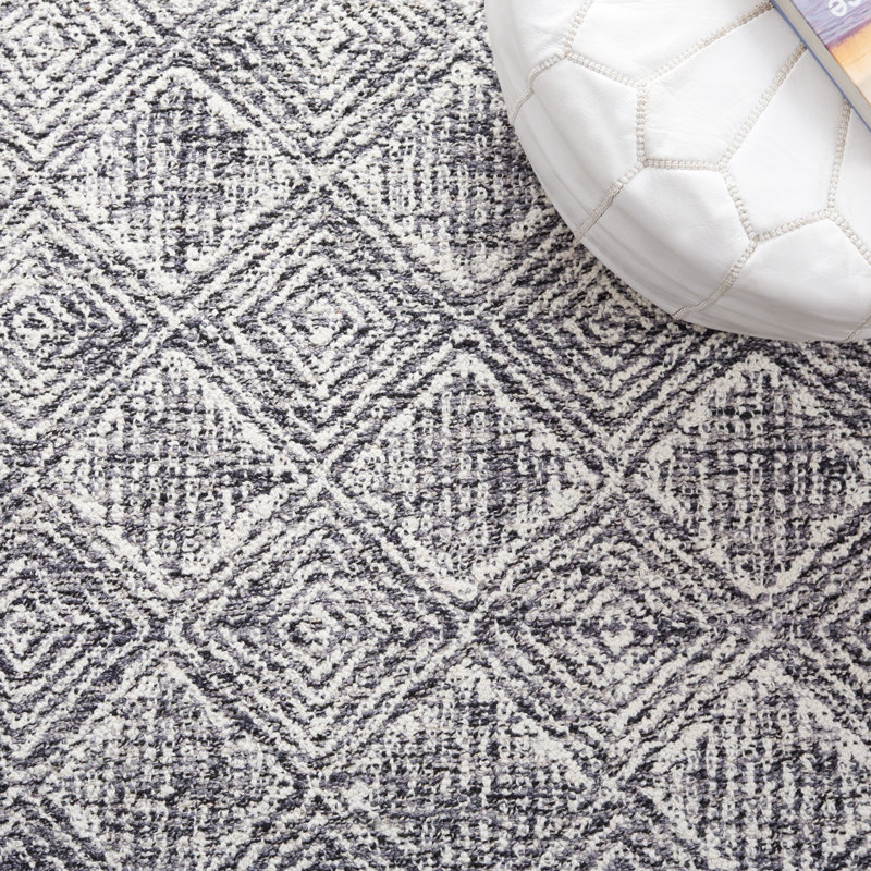Kaitlee Hand Tufted Wool Pile Geometric Rug, Rectangle 5' x 8'